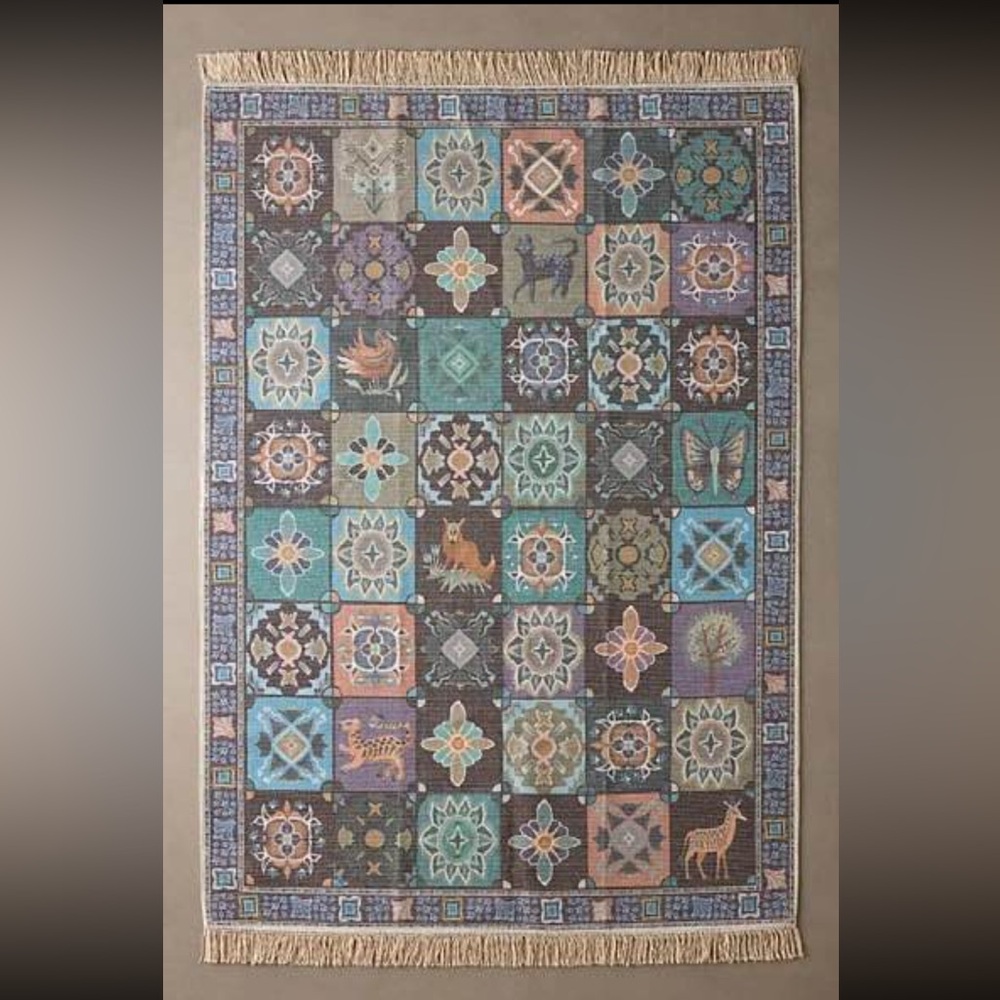 Urban Outfitters Mosaic Pattern Izzy Tile 5’x7’ Cotton Rug